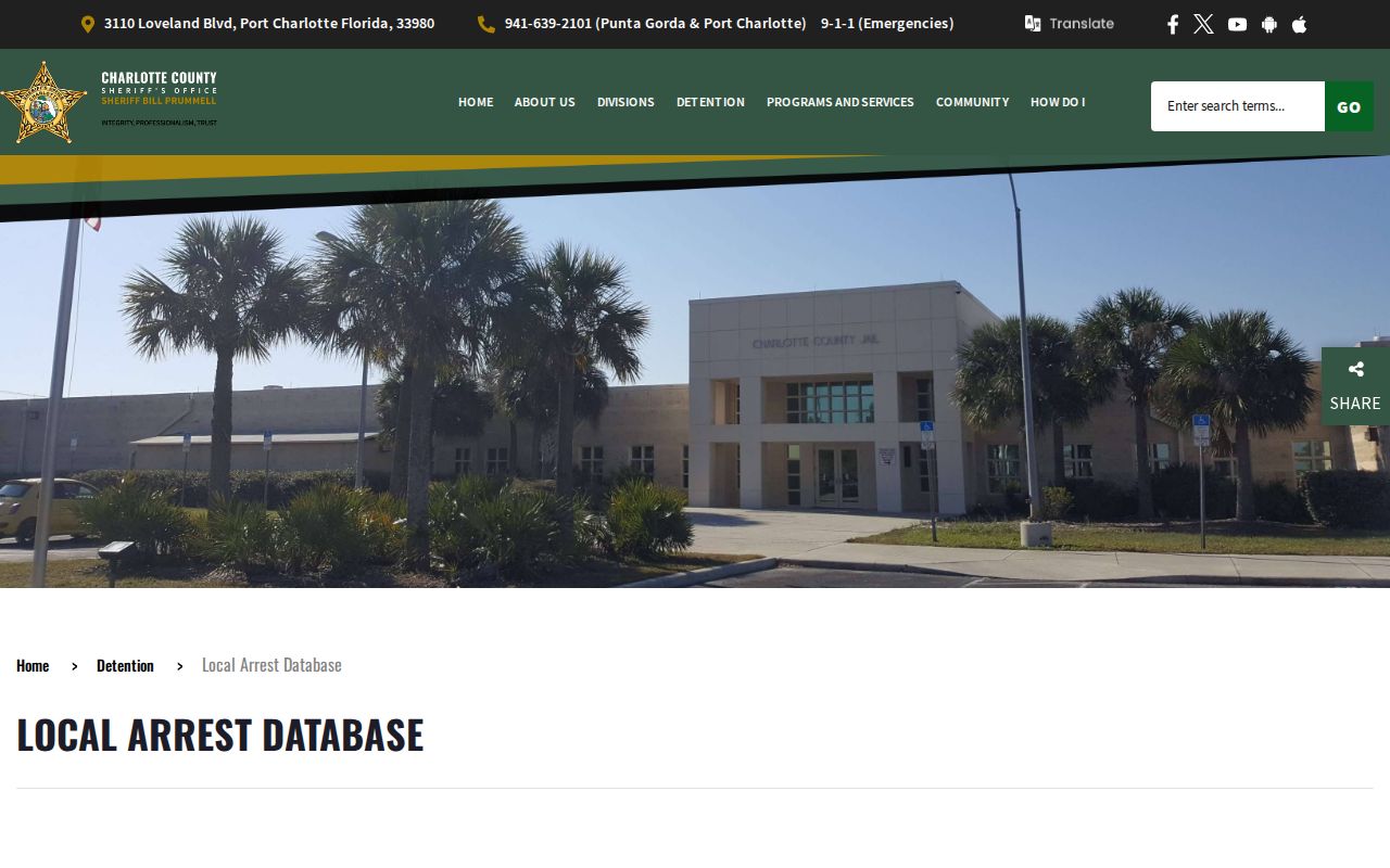 Charlotte County released inmate Local Arrest Database