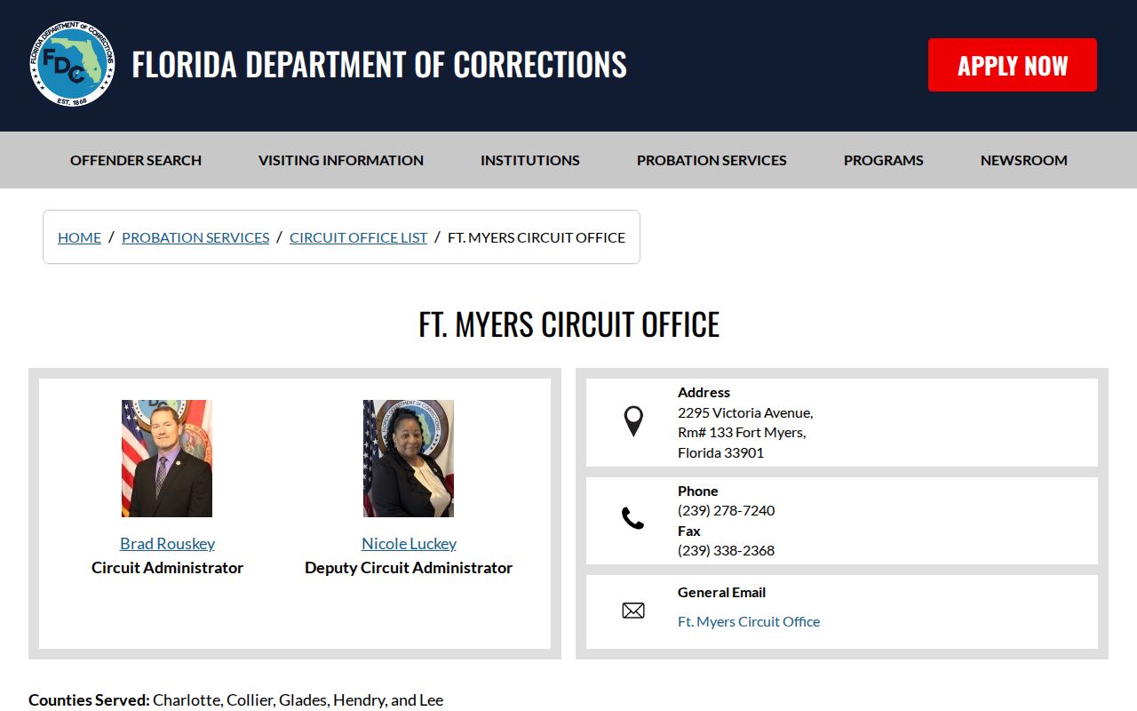Charlotte County probation release supervision office listing