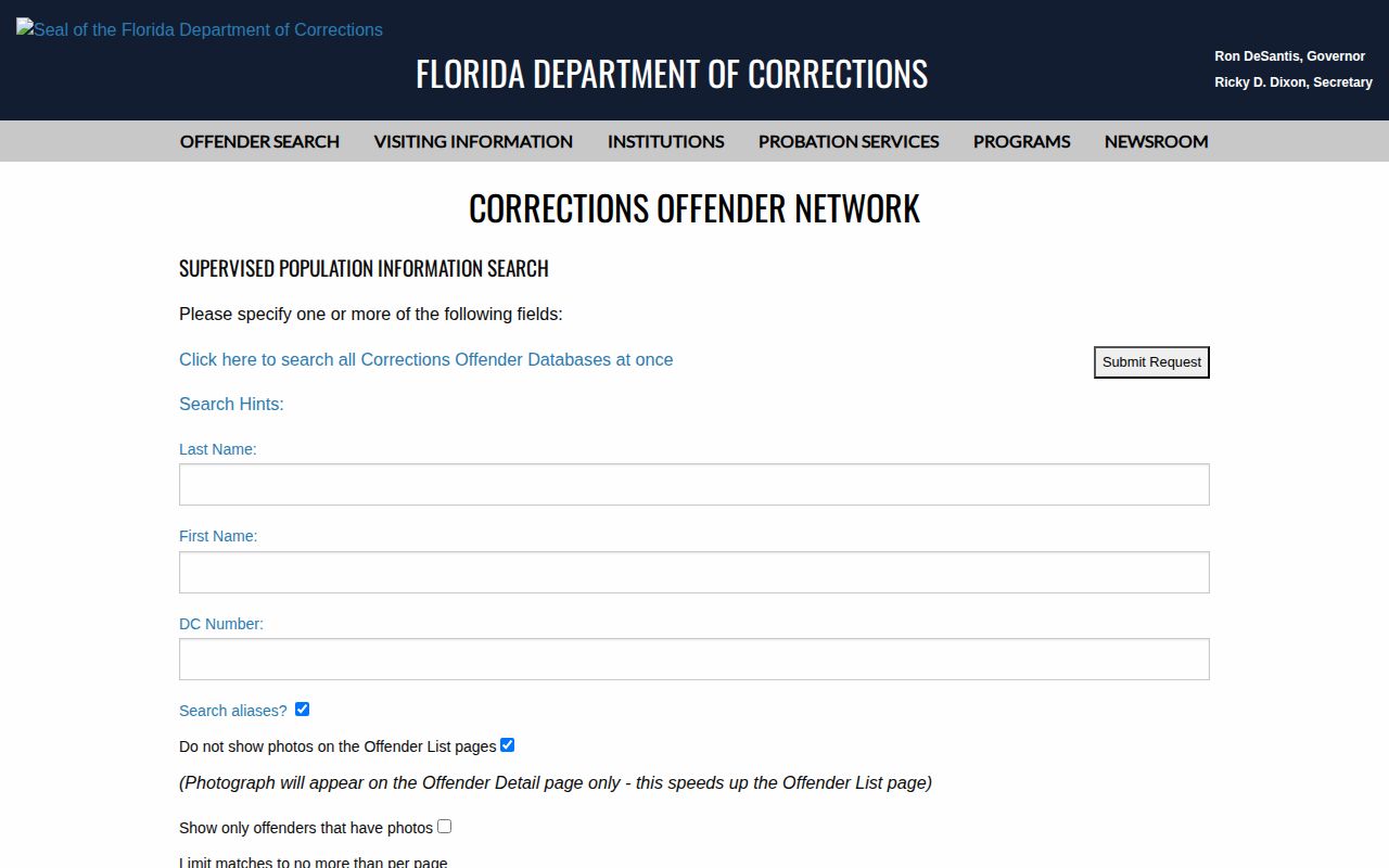 Charlotte County parole and probation FDC supervised population lookup
